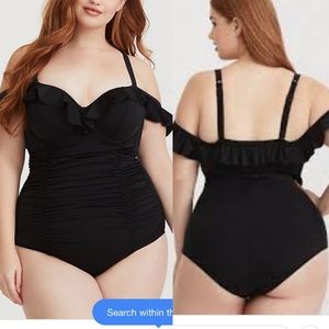 Black Ruffled Torrid One-Piece Bathing Suit